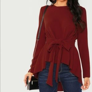 Self belted asymmetrical top